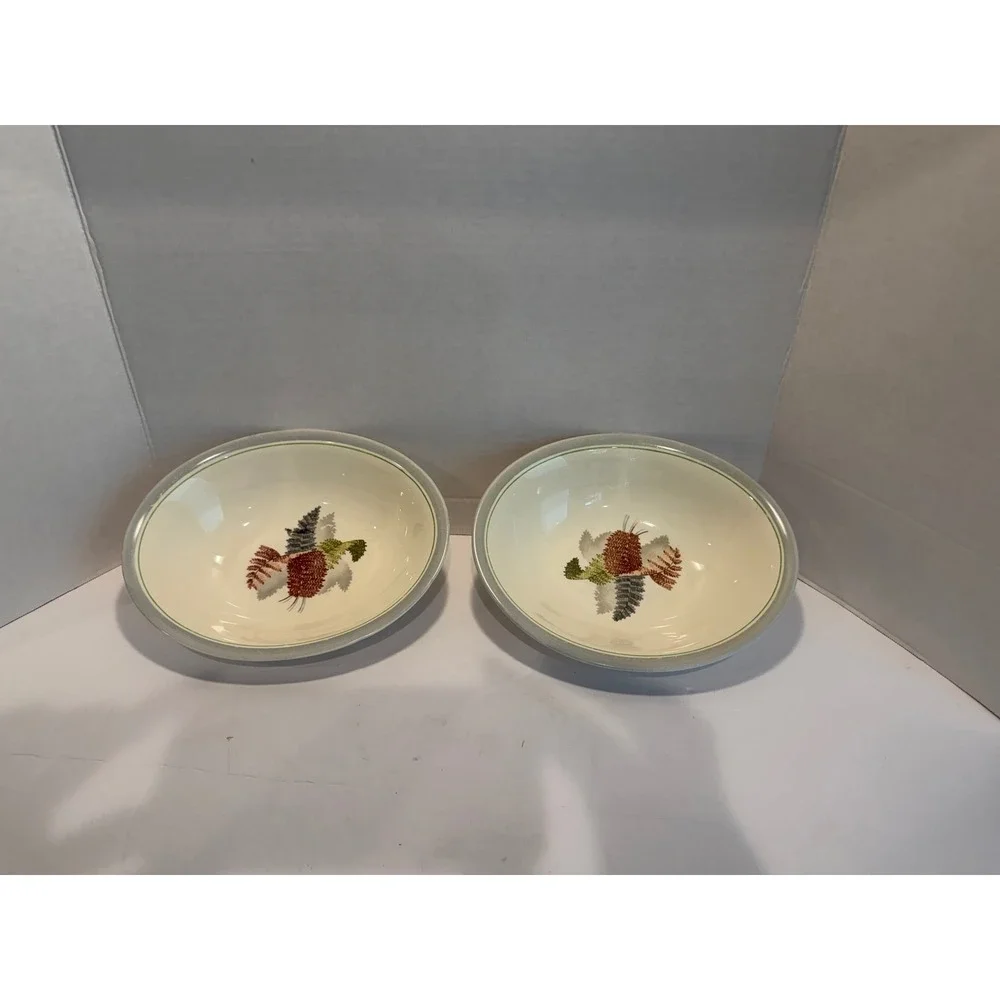 Vtg Steubenville Fern 2 Serving Dish/Vegetable Oval bowls 9